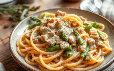 Spaghettoni Rustici con Ragù Bianco e Asparagi