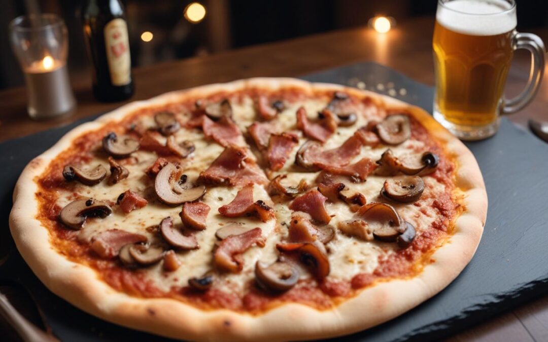 Pizza con Funghi Spadellati e Pancetta