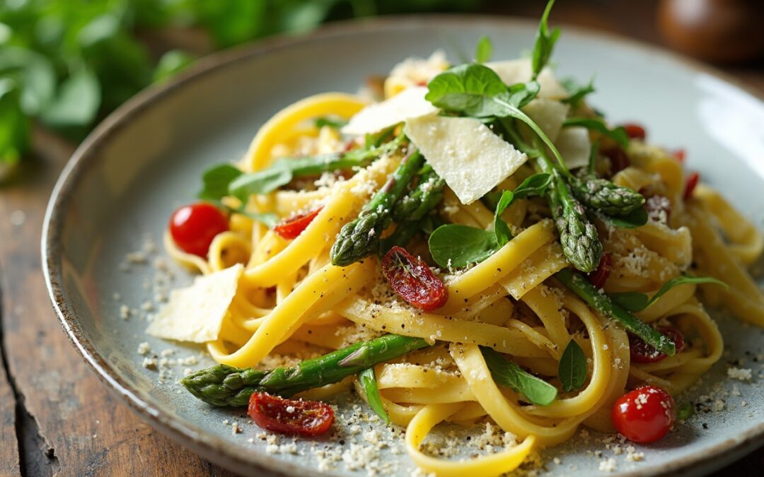 Tagliatelle con Asparagi e Pomodori Secchi