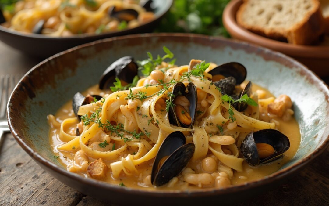 Nastrini con Cozze e Fagioli