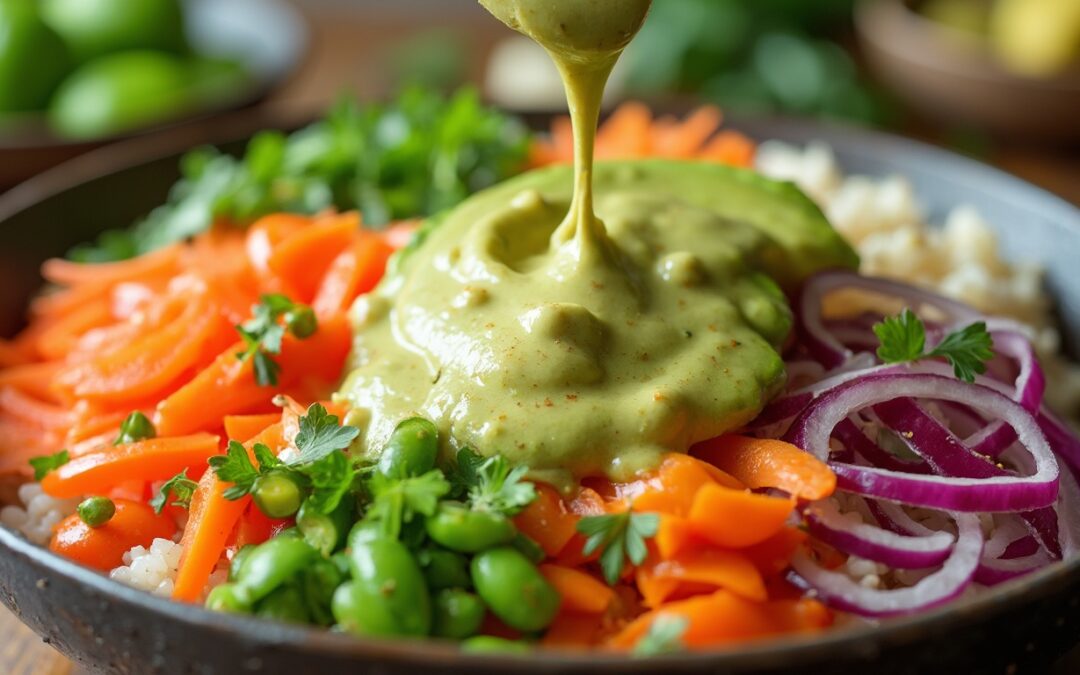 Salsa cremosa per Poké all’avocado, lime e soia