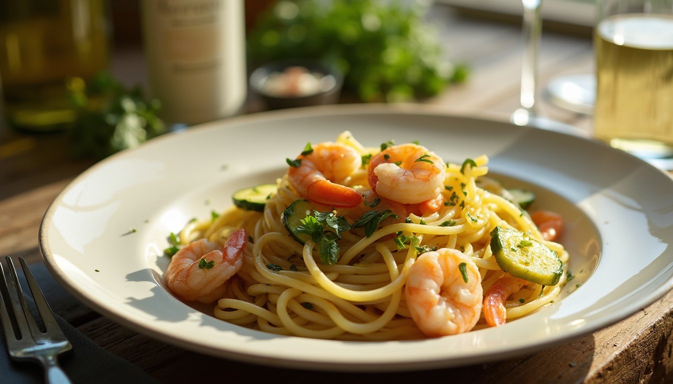 Spaghetti con Zucchine e Gamberetti - Le Ricette di Kuoko